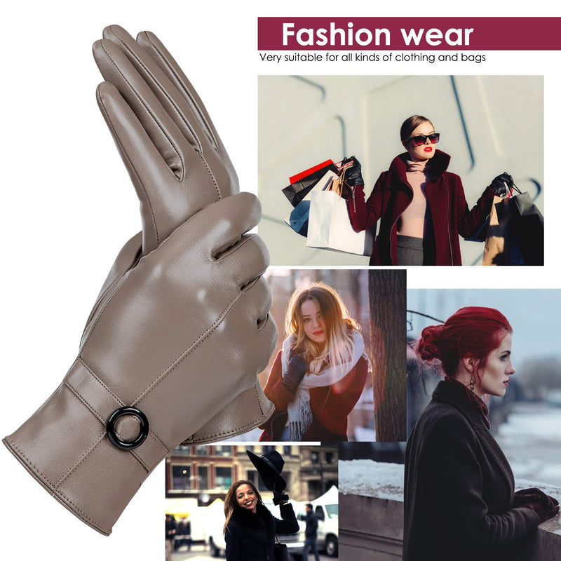 [Australia] - Womens Winter Leather Gloves Touchscreen Texting Warm Driving Lambskin Gloves Beige Small 