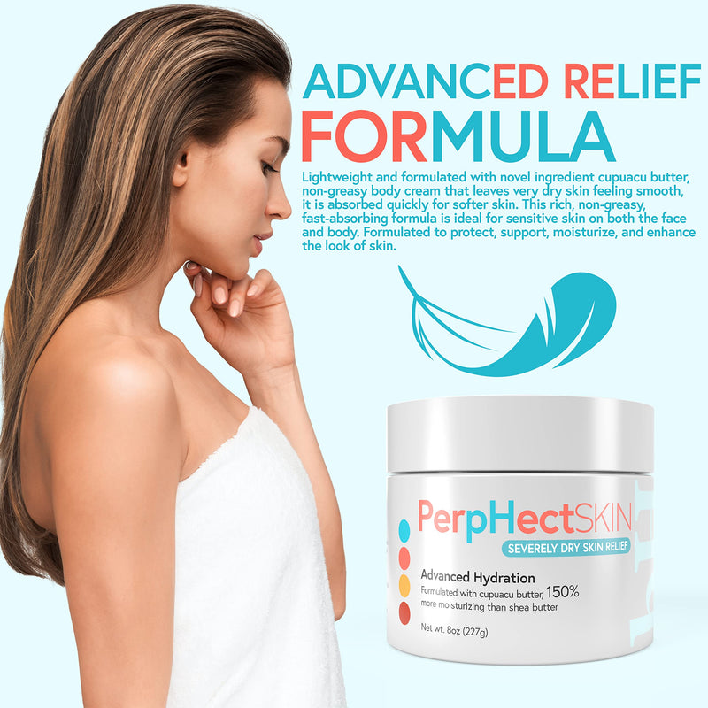 [Australia] - Severely Dry Skin Relief Cream with Cupuacu Butter, Shea Butter, Fragrance-Free, Lightweight, Long Lasting Moisturizer for Body & Face, Paraben-, Sulfate, Petrochemical-Free, Face Moisturizer, Face Cream, 8 Oz 