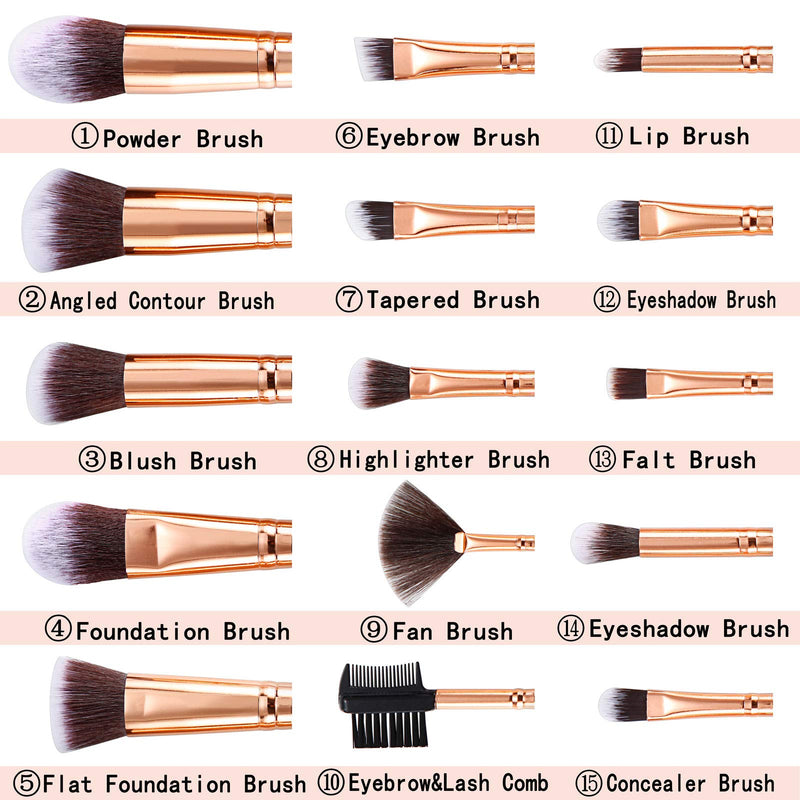 [Australia] - Makeup Brushes DUAIU 15PCs Marble Makeup Brush Set Premium Synthetic Kabuki Powder Blush Contour Foundation Concealer Eyeshadow Brushes with Makeup Sponge and Cleaner Brush Egg A:White Marble Set 