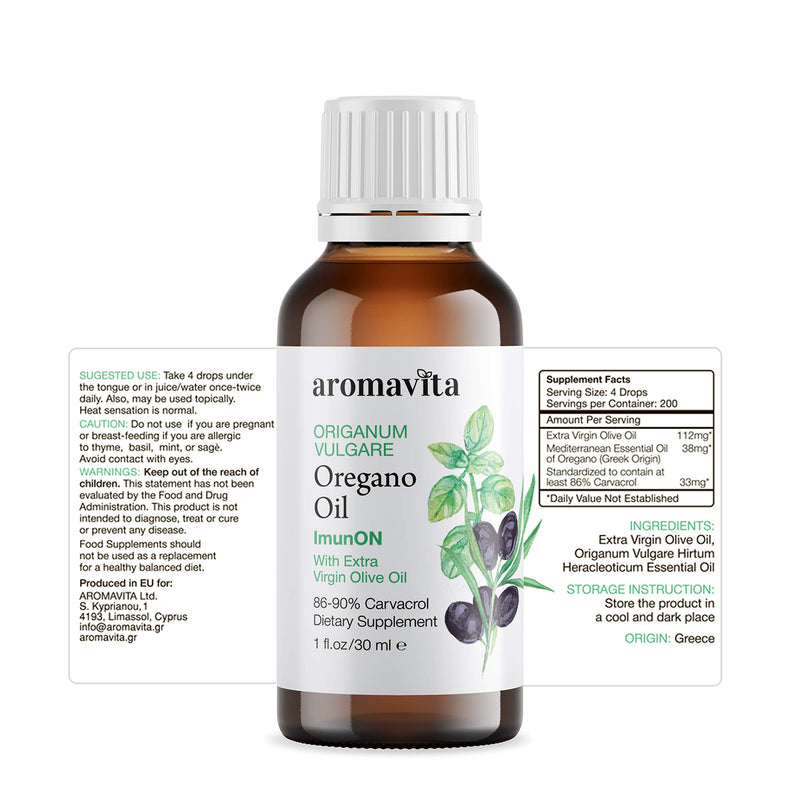 [Australia] - ImunON Greek Oregano Oil - Oregano Essential Oil Containing Over 86-90% Carvacrol - Vegan Friendly Oregano Oil Food Supplement 