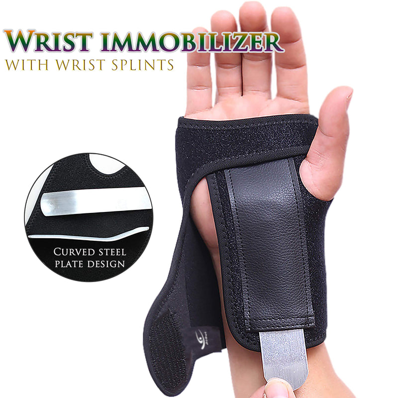 [Australia] - HiRui Wrist Brace, Wrist Support with Splints for Men Women Youth, Hand Support for Carpal Tunnel Arthritis Tendonitis Sprain Recovery Pain Relief, Fits Day&Night, Adjustable (One Size, Left Hand) One Size 