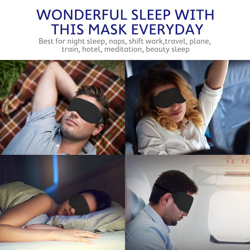 [Australia] - Mavogel Cotton Sleep Eye Mask - Updated Design Light Blocking Sleep Mask, Soft and Comfortable Night Eye Mask for Men Women, Eye Blinder for Travel/Sleeping/Shift Work, Includes Travel Pouch, Black 