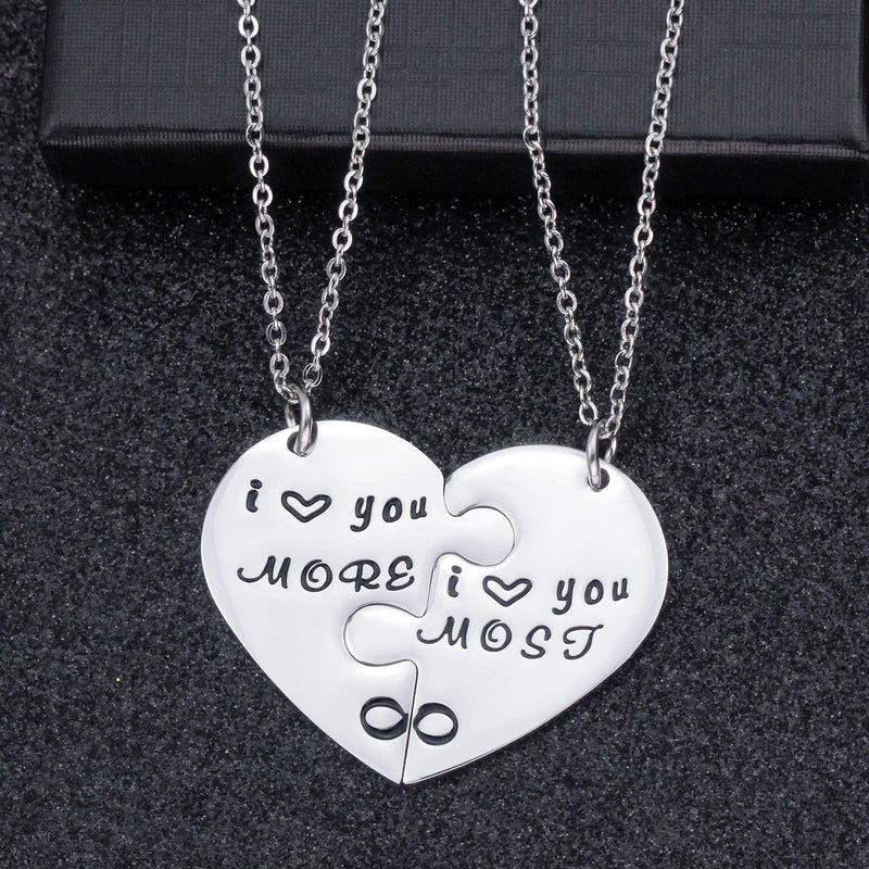 [Australia] - LIUANAN Inspirational Matching Heart Necklaces for Women Stainless Steel Personalized Jewelry Gift for Birthday I Love You More & I Love You Most 