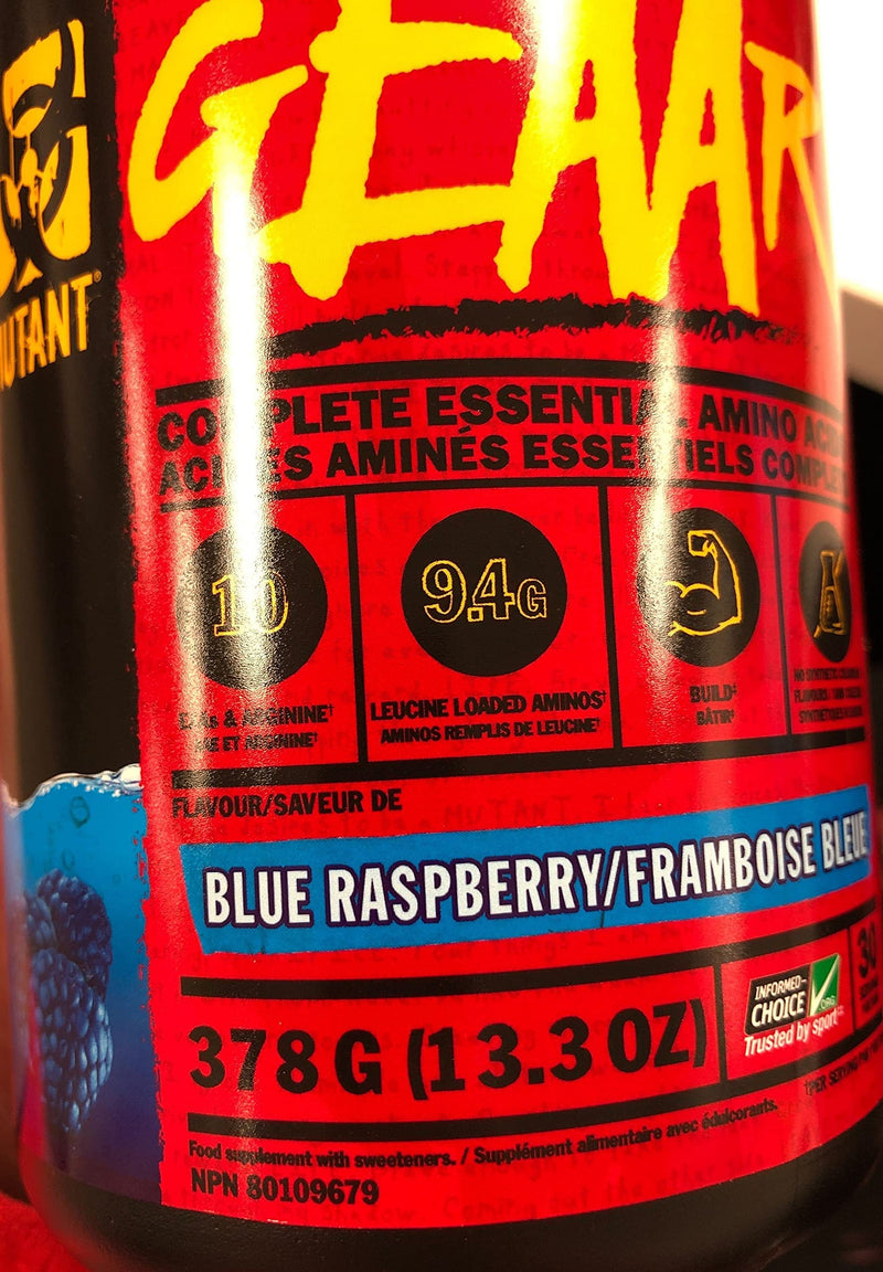 [Australia] - MUTANT GEAAR | 9.4g of EAA Powder + Arginine, 7g BCAAs, 4g Leucine, Electrolytes, Coconut Water, No Artificial Colours or Flavours | 30 Servings | Mango| 378g 