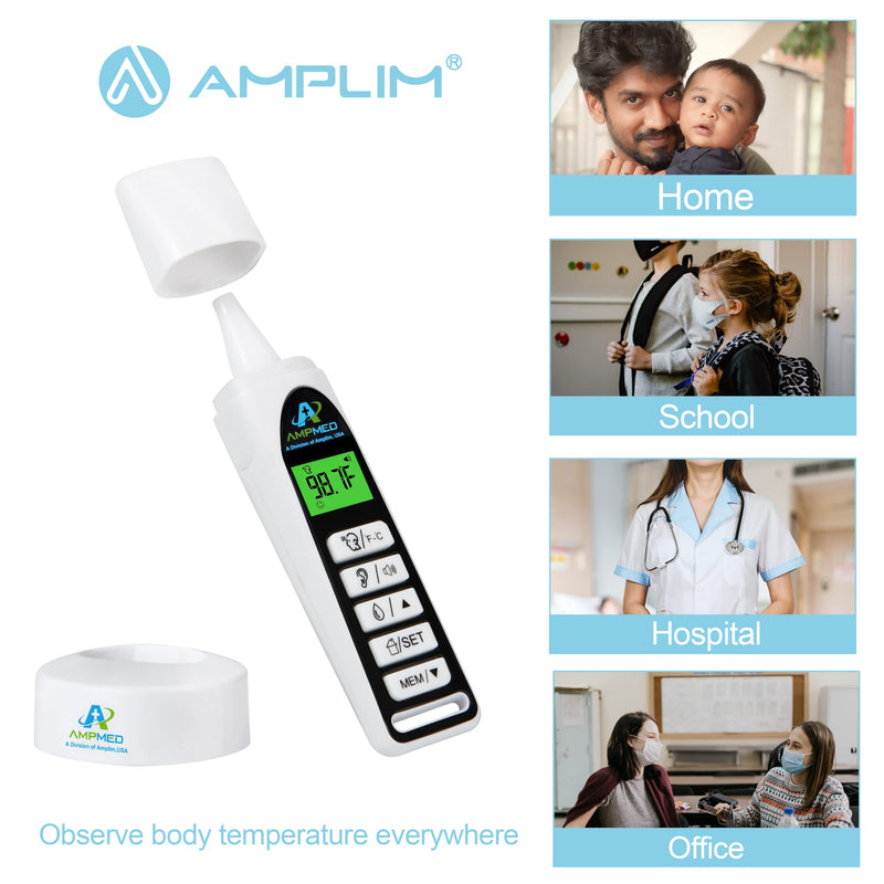 [Australia] - Amplim No Touch Professional Forehead and Ear Thermometer | Non-Contact Medical Grade Digital Baby Thermometer for Kids Adults Infants Toddlers | Touchless Temporal Thermometer FSA HSA Eligible 