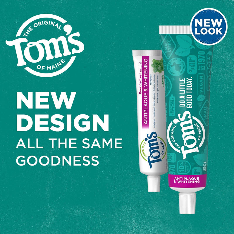 [Australia] - Tom's of Maine Fluoride-Free Antiplaque & Whitening Natural Toothpaste, Spearmint, 5.5 oz. 2-Pack (Packaging May Vary) 5.5 Ounce, 2 Pack 