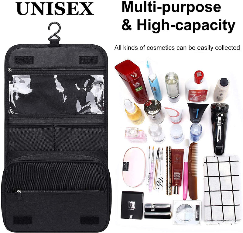 [Australia] - Acopton Portable Hanging Travel Toiletry Bag for Men and Womens Waterproof Bathrooom Shower Bag Multifunctional Cosmetic Makeup Organzier (Black) Black 