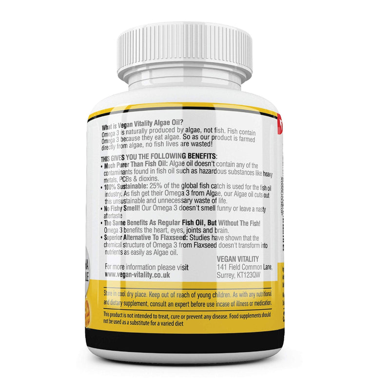 [Australia] - Vegan Omega 3 Algae Oil : 400mg DHA Per Capsule 60 Capsules, 2 Months Supply Plant Based Fish Oil Vegetarian Capsules. Suitable for All Plant Based Diets. 