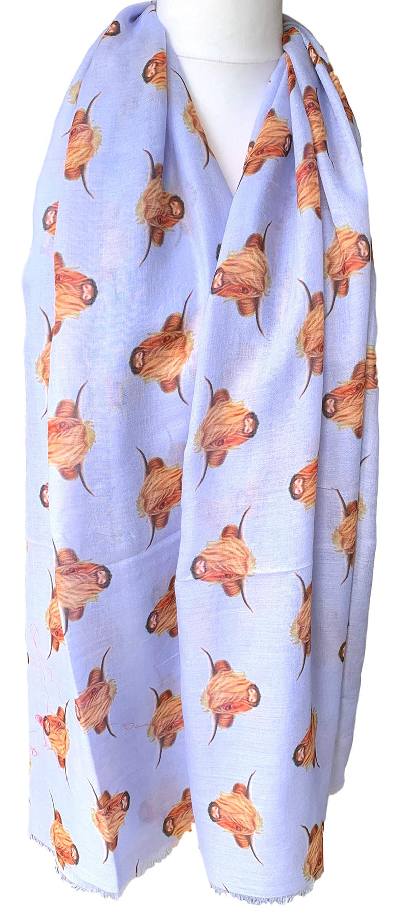[Australia] - Purple Possum® Cow Scarf Ladies Highland Cows Cattle Cashmere Blend Pink Shawl Cute Peach Wrap Lilac 