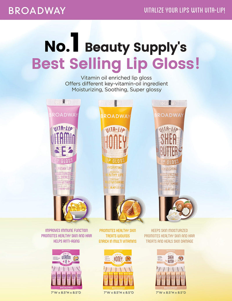 [Australia] - Broadway Vita-Lip Clear Lip Gloss 0.47oz/14ml (Shea Butter) 6 PACK 0.47 Fl Oz (Pack of 6) 