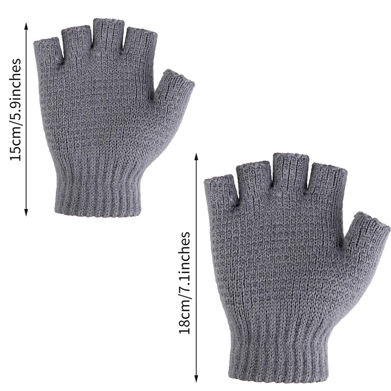 [Australia] - Cooraby 2 Pairs Fingerless Non Slip Gloves Knitted Stretchy Gloves for Men and Women M Black, Grey 