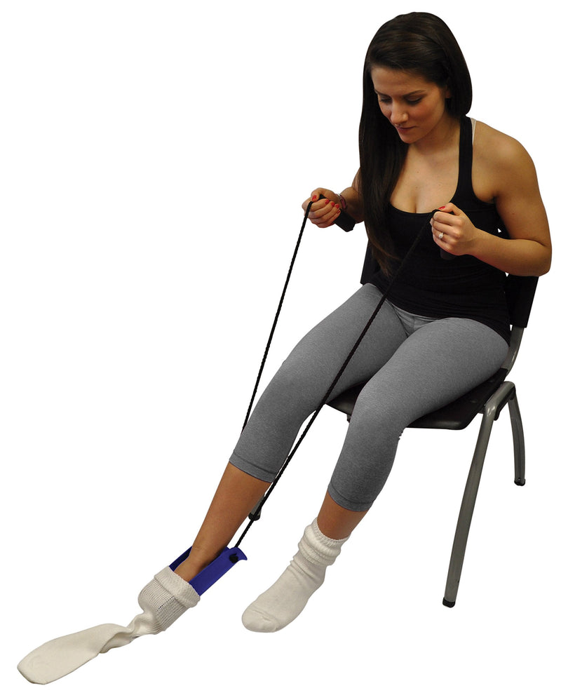 [Australia] - Sock Aid Formed w/Foam Handles Sock-On Formed Sock Aid, Molded Plastic Frame, Large Foam Handles, Easy to Grip, 33'' Long, Easy-On and Easy Off Socks Aid, Blue 