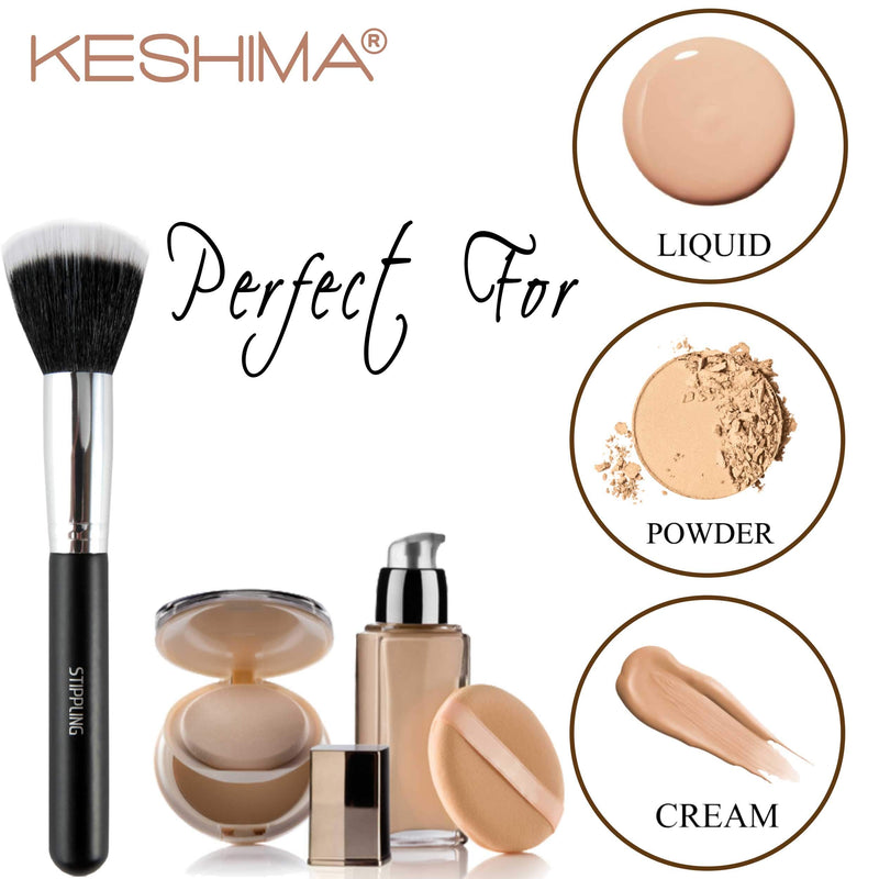 [Australia] - Duo Fiber Stippling Brush By Keshima - Premium Stipple Brush, Best Liquid Foundation Brush, Blending Brush, Face Brush 