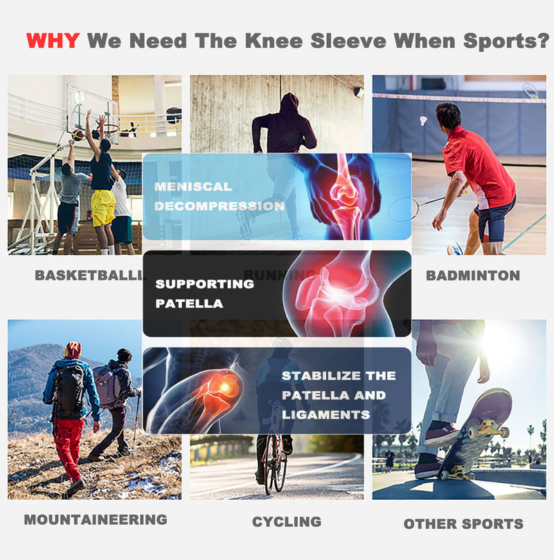 [Australia] - SVDpirit Professional Knee Brace Compression Sleeves(1pc) Full Leg Sleeves For Men Women Patella Gel Pads & Side Stabilizers 1007BL Large Black 