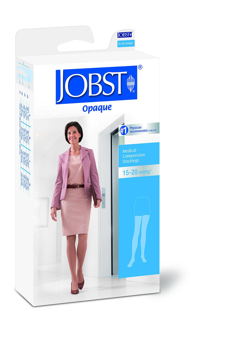 [Australia] - JOBST Opaque Thigh High with Silicone Dot Top Band, 15-20 mmHg Compression Stockings, Closed Toe, Small, Classic Black 