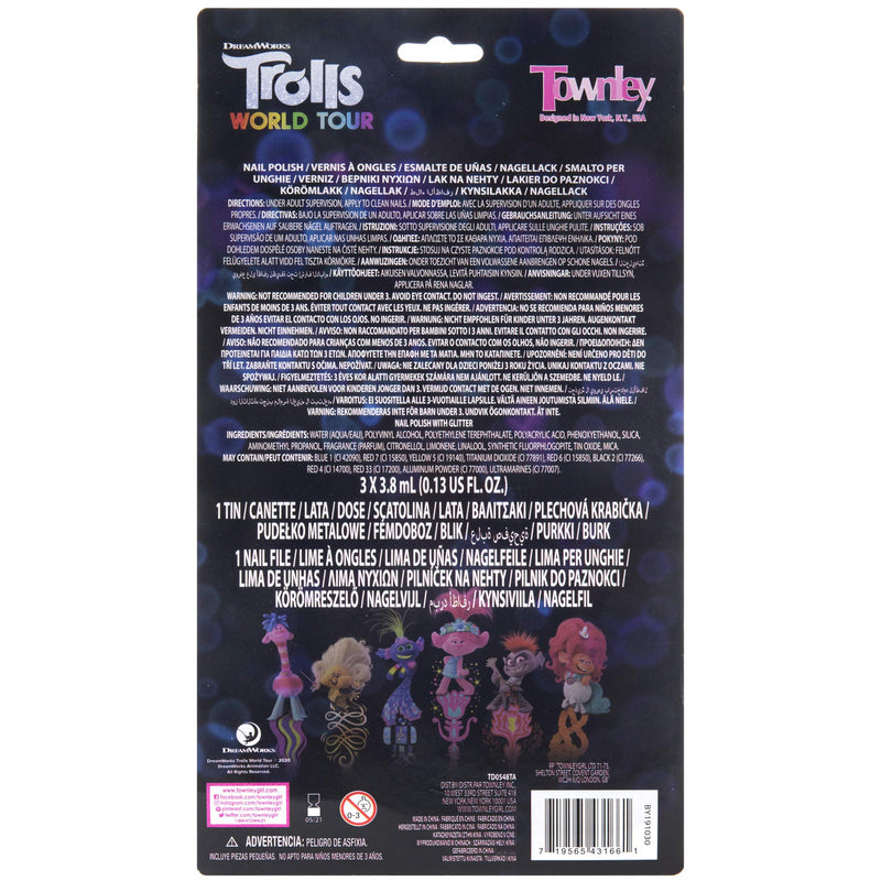 [Australia] - Townley Girl Trolls World Tour Nail Polish with Themed Purse, Age 3+, 3 Pack 