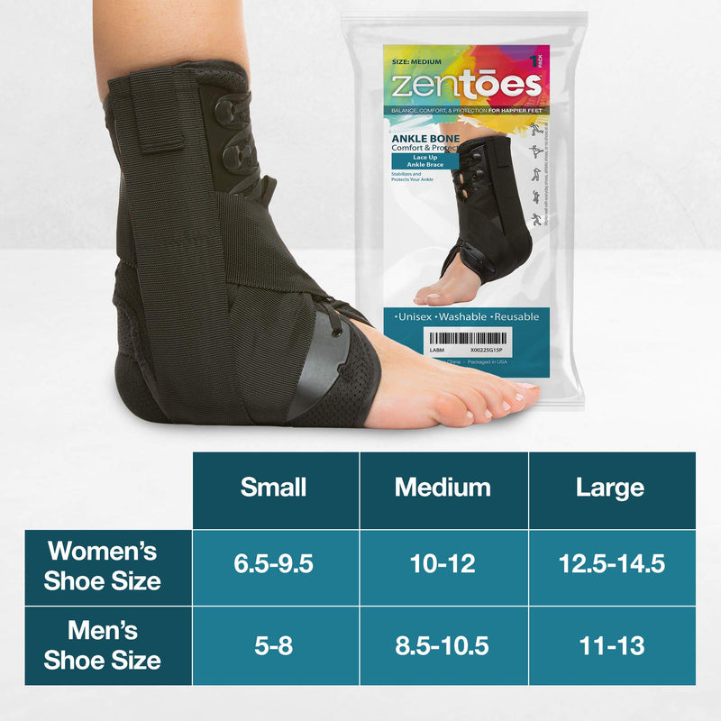 [Australia] - ZenToes Lace up Ankle Brace for Women and Men, Adjustable Compression Straps, Supports Left and Right Foot, Small 