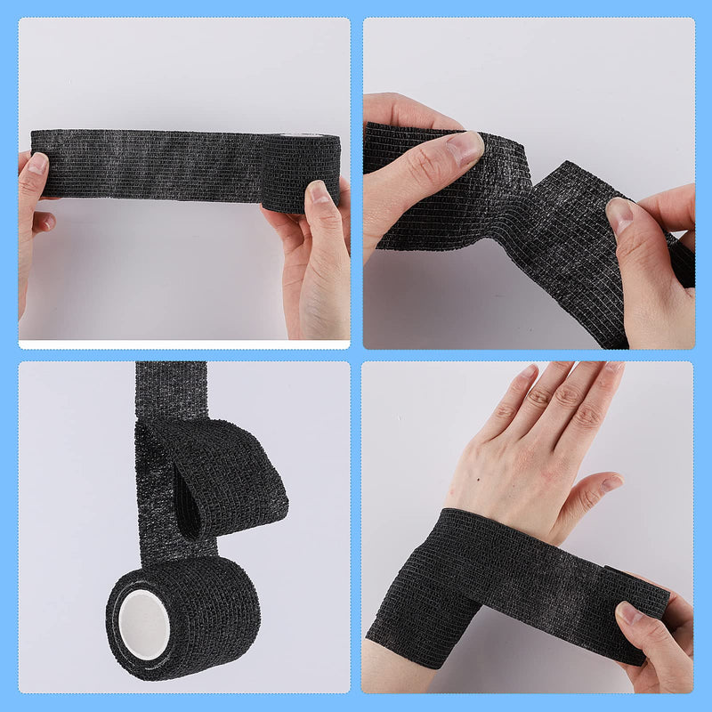 [Australia] - 6 Rolls Self Adherent Cohesive Bandages, 5 cm x 4.5 m Non-Woven Coban Cohesive Wrap Uses Include Wrist & Finger Tape Vet Tape Medical Tape, Black 