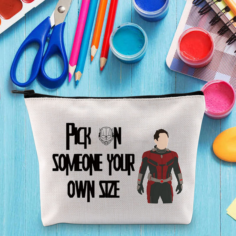 [Australia] - LEVLO Funny Ant Man Cosmetic Make Up Bag Ant Man Fans Gift Pick On Someone Your Own Size Ant Man Makeup Zipper Pouch Bag For Friend Family, Pick On Someone, 