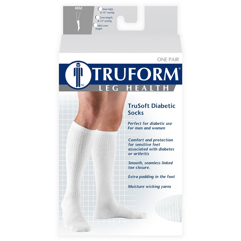 [Australia] - Truform Medical Compression Socks for Men and Women, 8-15 mmHg Knee High Over Calf Length X-Large (1 Pair) White 