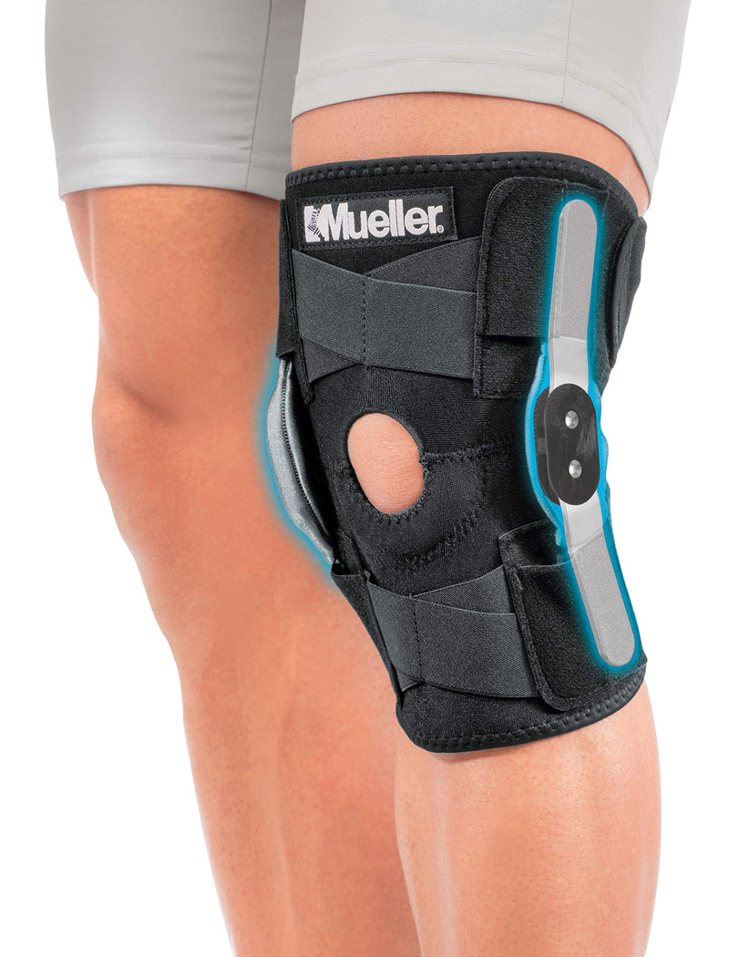 [Australia] - Mueller Sports Medicine Adjustable Hinged Knee Brace, Black/Gray, One Size Fits Most 