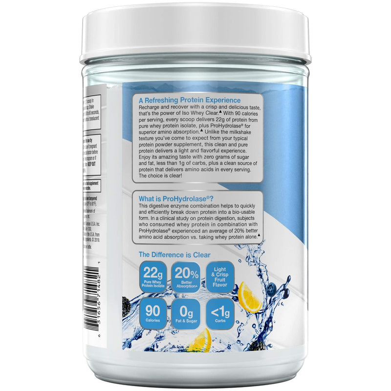 [Australia] - Whey Protein Powder | MuscleTech Clear Whey Protein Isolate | Whey Isolate Protein Powder for Women & Men | Clear Protein Drink | 22g of Protein, 90 Calories | Lemon Berry Blizzard, 1.1lb(19 Servings) 