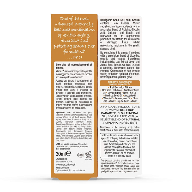 [Australia] - Dr. Organic Snail Gel Health-Aging Facial Serum, 30 ml 30 ml (Pack of 1) 