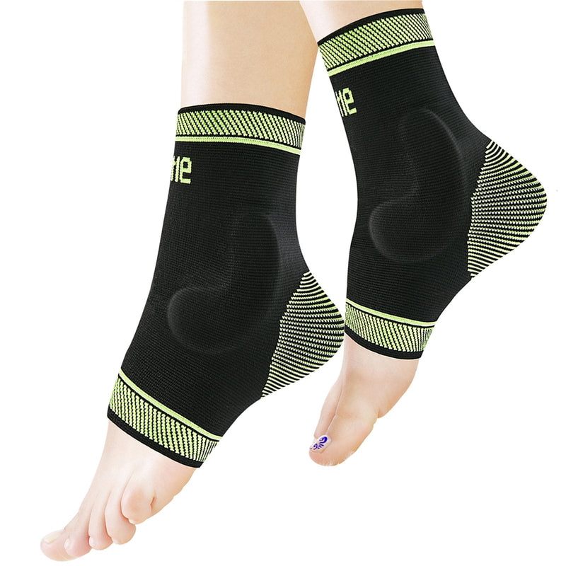 [Australia] - Protle Foot Socks Ankle Brace Compression Support Sleeve with Silicone Gel - Boosts Recovery from Joint Pain, Sprain, Plantar Fasciitis, Heel Spur, Achilles tendonitis Medium Pair-Black 