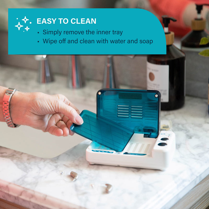 [Australia] - Hearing Aid Dryer Dehumidifier – Cochlear Implant & Hearing Aid Cleaner Removes Sweat & Moisture from Hearing aids & Wireless Earbuds in High Humidity – Hearing Aid Dehumidifier by Serene Innovations 