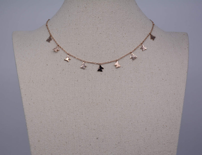 [Australia] - Rose Gold Butterfly Necklace - Butterfly Choker Necklace Plated in 18k Gold Perfect for Women,Girls - Dainty Charm Silver Stainless Steel Chain Butterfly Pendant Necklace Rosegold-butterfly choker 