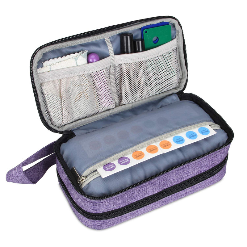 [Australia] - Luxja Essential Oil Carrying Case - Holds 12 Bottles (5ml-15ml, Also Fits for Roller Bottles), Portable Double-Layer Organizer for Essential Oil and Accessories, Purple 