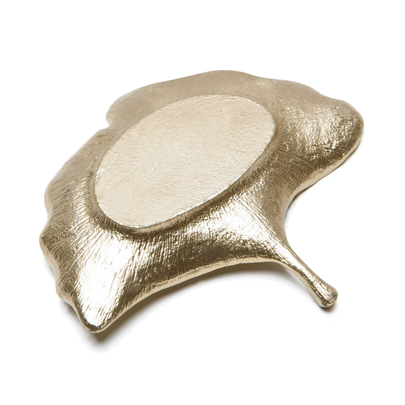 [Australia] - NIKKY HOME Gold Ginkgo Leaf Ring Holder Dish Jewelry Tray Trinket Tray Shabby Chic Pewter Display - 4.4" 