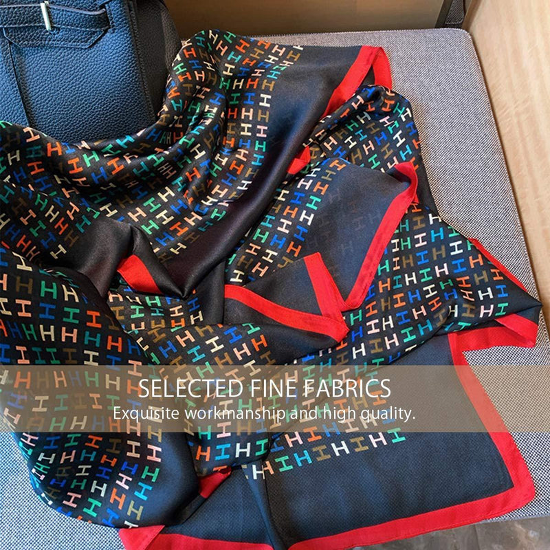 [Australia] - LumiSyne Spring Women Girl Scarf Soft Lightweight Cotton Scarf Mixed Colors Geometric Letter Pattern Fashion Shawl Wrap Easy Matching Clothes Letters/Black 