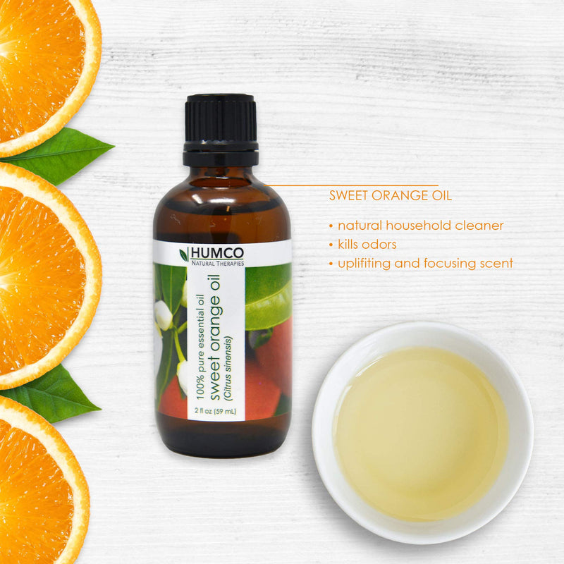 [Australia] - Humco Natural Therapies SWEET ORANGE Oil with Dropper, 2 Oz,-100% Pure Essential Oil - Use for Natural Household Cleaner, Improve Appearance of Skin, Uplifting Bath Pack of 1 