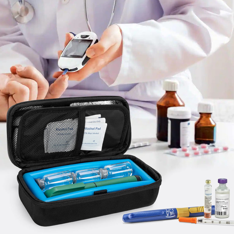 [Australia] - Damero Insulin Cooler Travel Case, Insulin Pen Case Medical Cooler Bag Protector with Ice Pack for Diabetics and Other Supplies, Black 