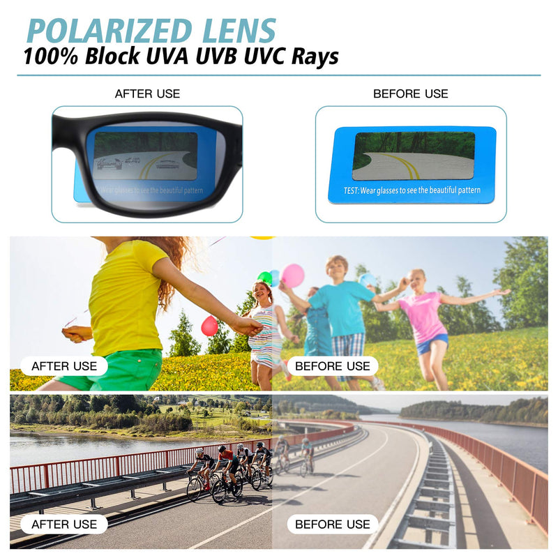 [Australia] - Duco Kids Polarized Sunglasses for Boys and Girls Flexible Rubber Frame UV400 Protection K001 Black Red for Age 3-10 