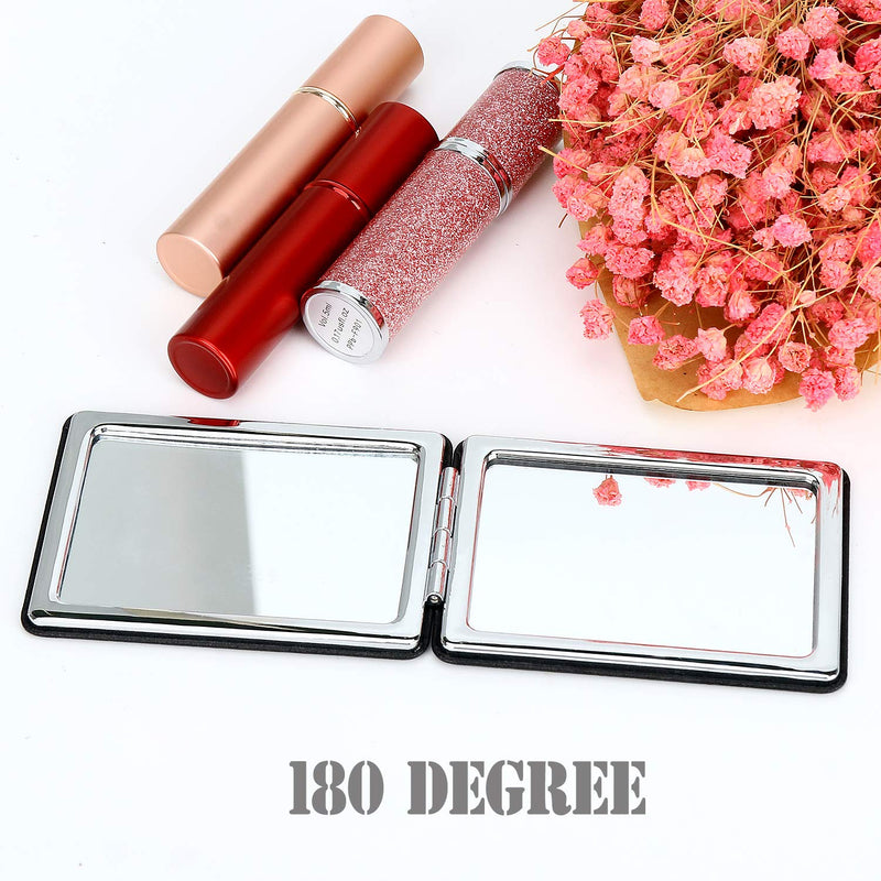 [Australia] - Compact Mirror for Men, Women and Girls, Black Travel Folding Vanity Makeup Mirrors for Purse,Handbag and Pocket, Portable Double-Sided Magnifying Cosmetic Mirror without Distortion 