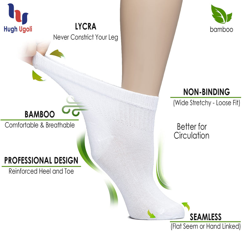 [Australia] - HUGH UGOLI Women Diabetic Ankle Socks, Super Soft & Thin Bamboo Socks, Wide & Loose, Non-Binding Top & Seamless Toe, 4 Pairs 6-9 Aster Purple 