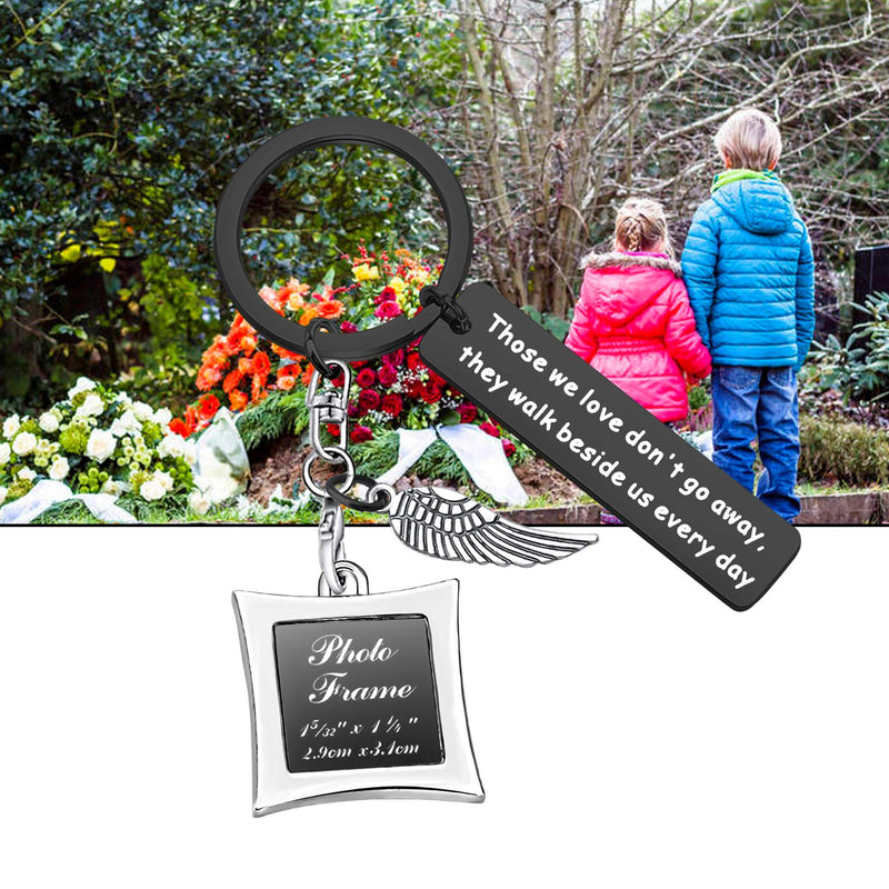 [Australia] - AKTAP Photo Frame Keychain Memorial Gifts Those We Love Don't Go Away They Walk Beside Us Every Day Picture Frame Keyring Holder in Memory of Loved One blace Photo keychain 