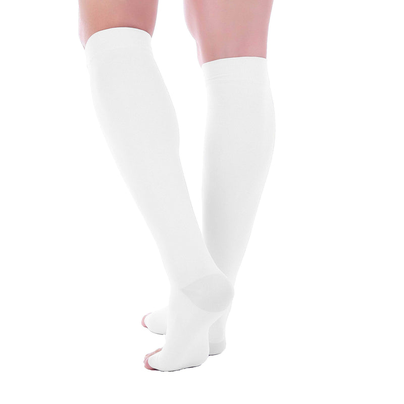 [Australia] - Doc Miller Open Toe Compression Socks 1 Pair 15-20 mmHg Firm Support White Large 