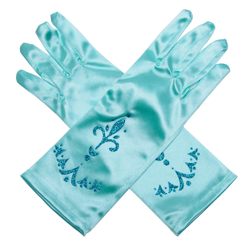 [Australia] - Little Girls Princess Gloves(Solid Color Long Elbow Length) For Birthday,Wedding,Holiday,Costume Party One Size Blue 