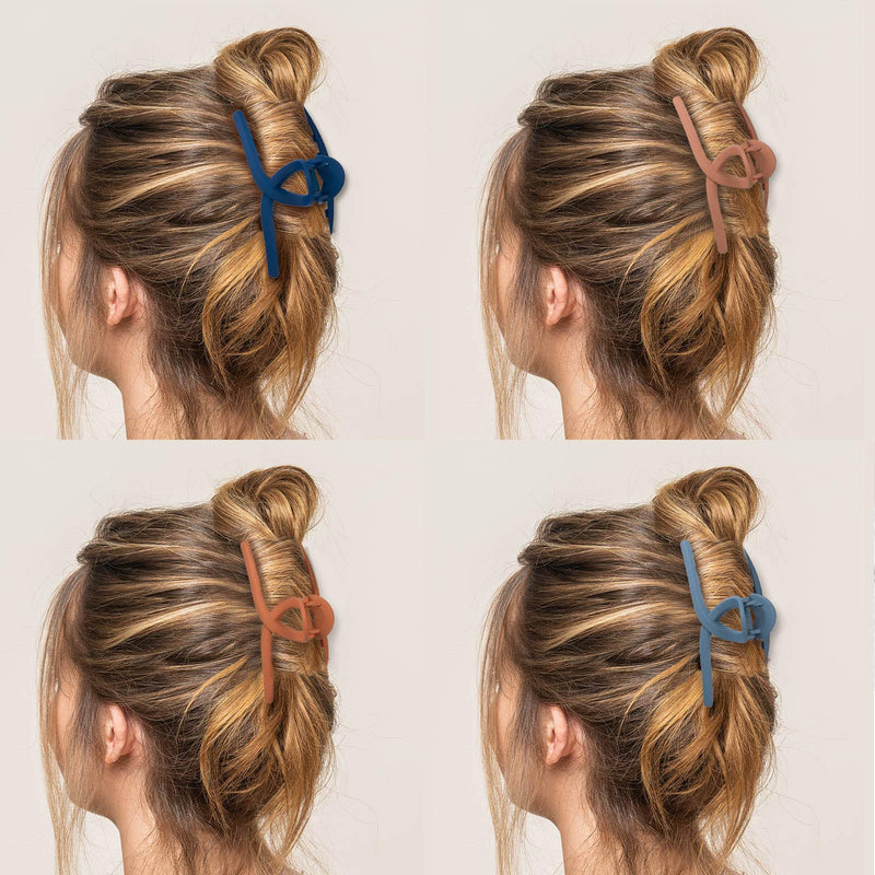 [Australia] - Whaline Hair Claw Clip 6 Color Hair Jaw Clamp Clips 4.3 Inch Nonslip Hair Claw Strong Hold Matte Butterfly Clip Clamp Hair Styling Accessories for Women Girls Thin Thick Fine Hair 
