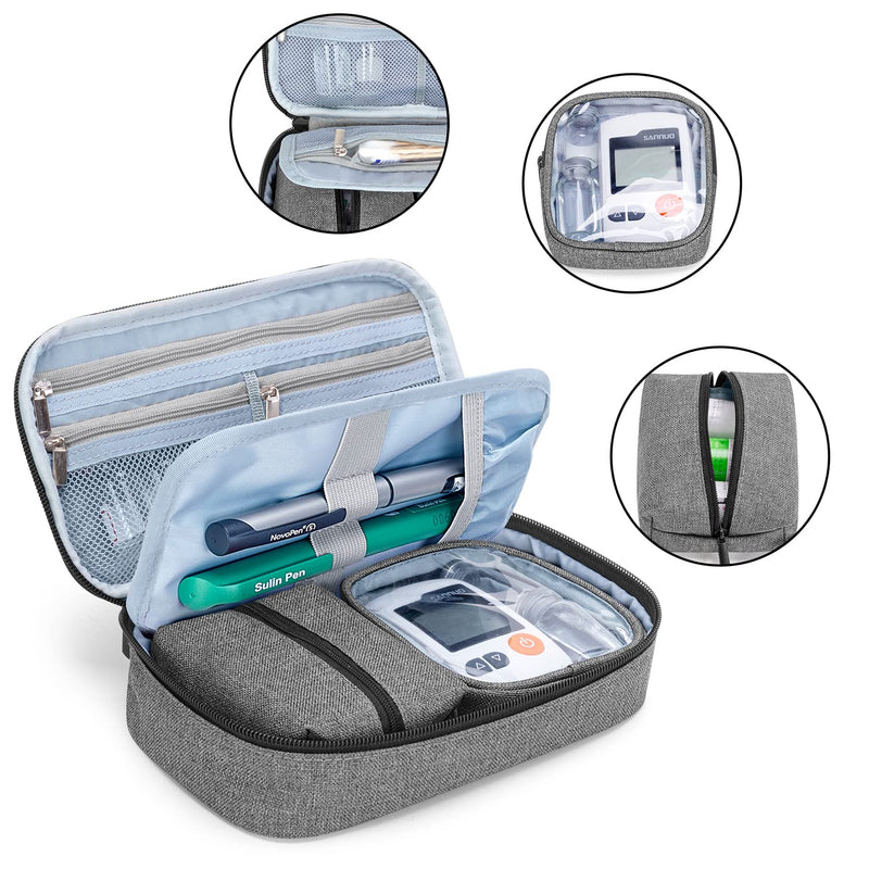 [Australia] - CURMIO Double Layer Insulated Insulin Cooler Travel Case, Diabetic Supplies Bag for Glucose Meter, Medication, Insulin Pens and Other Diabetes Care Supplies 