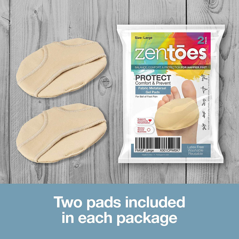 [Australia] - ZenToes Ball of Foot Pads Metatarsal Cushions for Metatarsalgia, Arthritis and Sesamoid Pain Relief 1 Pair (Large, Women 8-10, Men 9-11) Large (Pack of 2) 