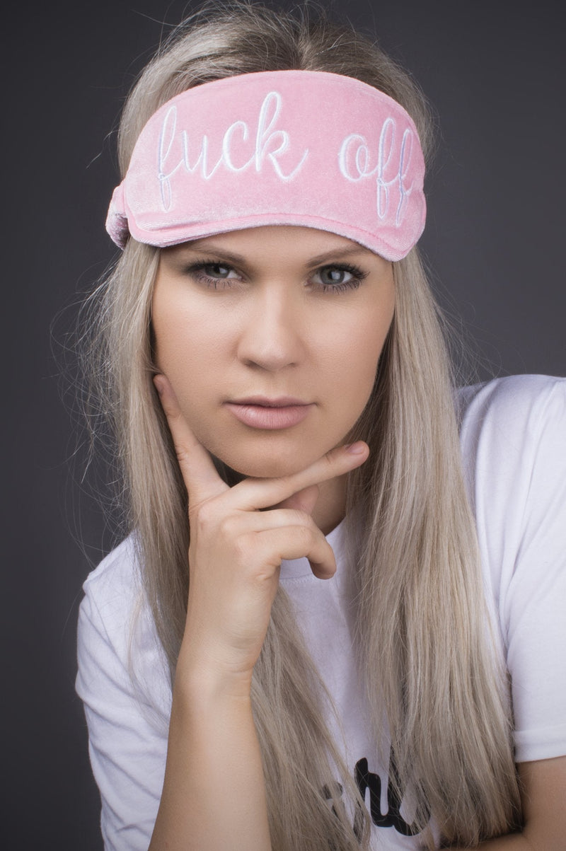 [Australia] - Vivid Hue Sleep Mask for Women Velvet Sleeping Mask Travel Nap Super Comfortable Lightweight Blindfold Eye Mask Funny Embroidery (Fuck Off) Fuck Off 