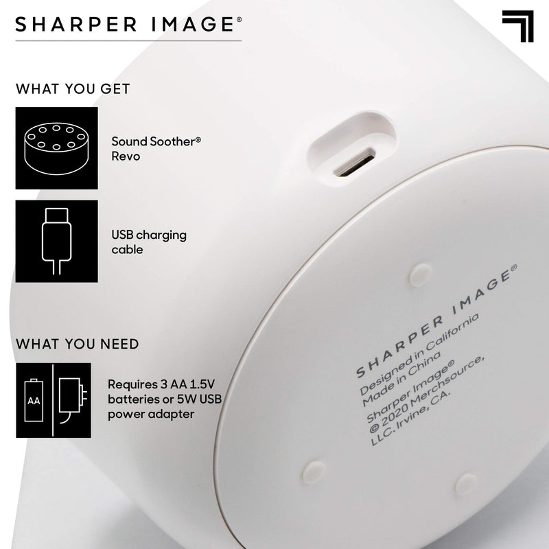 [Australia] - SHARPER IMAGE Sleep Therapy White Noise Machine, Soothing Nature Sounds for Baby Kid Adult, Portable Relaxation Wellness Meditation and Naps, Peaceful Rest Sleep Aid, Father's Day Gift Revo White 