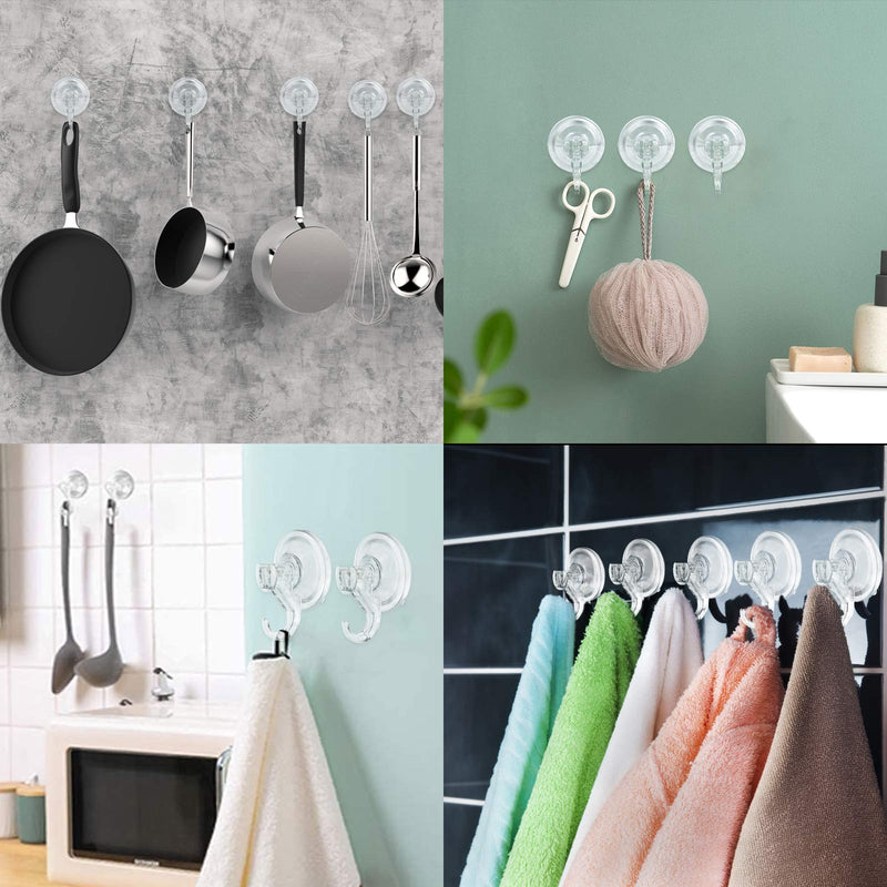 [Australia] - Suction Hooks,WOVTE 4 Packs Powerful Push and Lock Vacuum Multi-Purpose Suction Hanger Heavy Duty Max Holding 3KG for Bathroom,Kitchen Hanging Suction 