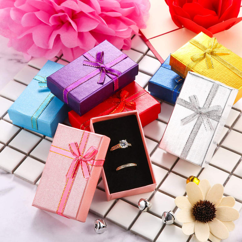 [Australia] - Pangda 12 Pieces Cardboard Ring Gift Box Jewelry Boxes Package Case for Christmas Valentine's Day Necklace Earring Gift, Random Color (Rectangle Ring Box) 