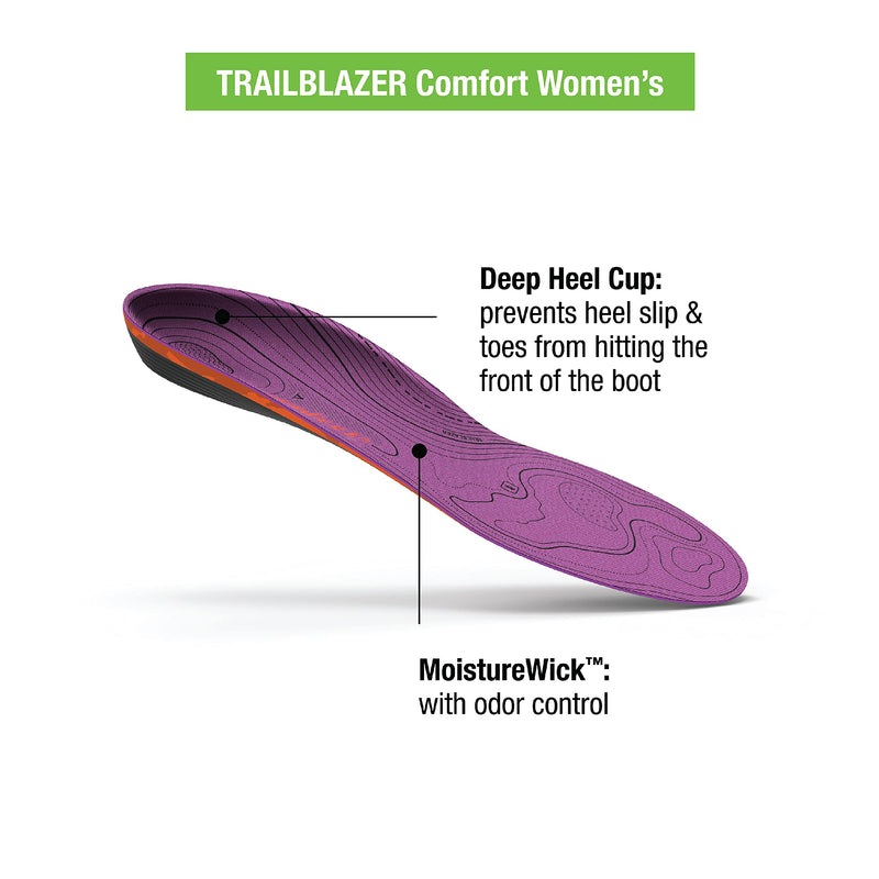 [Australia] - Superfeet Trailblazer Comfort Women's Carbon Fiber Orthotic Arch Support Insoles - 4.5-6 Women Dahlia 