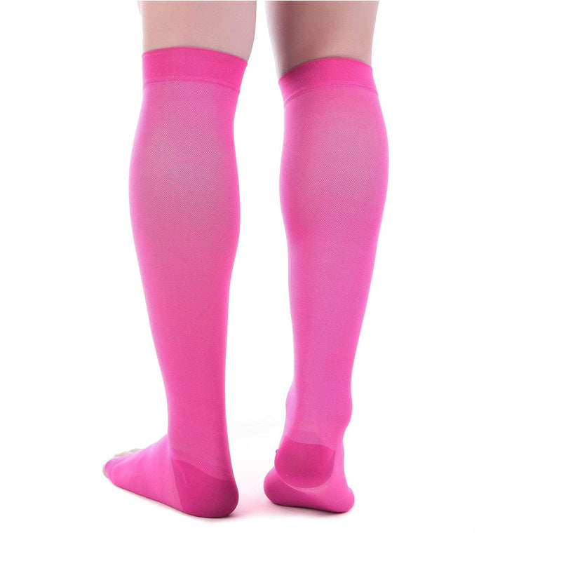 [Australia] - Doc Miller Open Toe Compression Socks 1 Pair 15-20 mmHg Firm Support Pink Large Tall 
